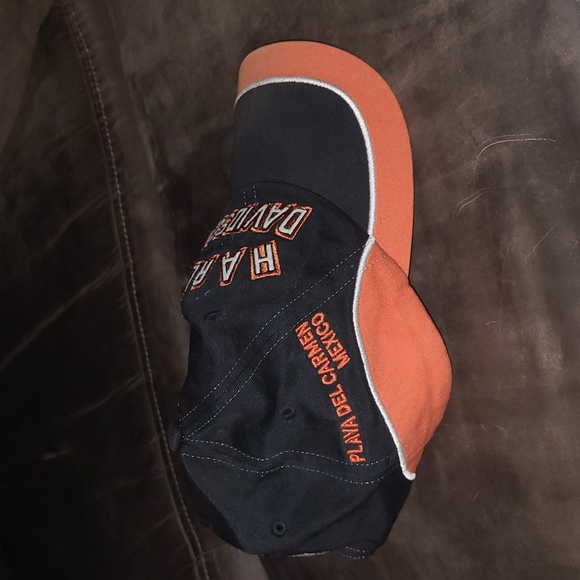 Used Orange/Black Playa Del Carmen Harley Davidson Baseball Style Hat - Picture 6 of 7